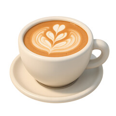 Latte Art Coffee, Transparent Background