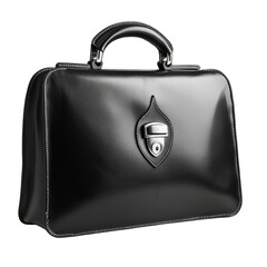 Sophisticated black leather briefcase isolated against a pristine backdrop
