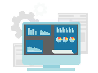 Set of various colorful business charts and graphs in modern flat design on a white background. Public School Education Flat Line Liquid Style Vector Icon Set.