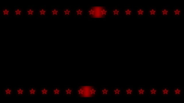 Red Neon Five-Pointed Star Pentagram Border Frame Animation Bright Glowing