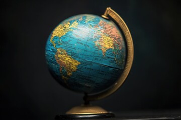 Globe over data processing against a black background highlighting global connectivity and technology, globe over data processing on black background