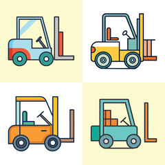 Forklift Flat Illustration Warehouse Equipment, Material Handling & Logistics Vehicle
