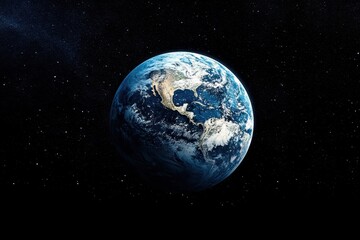 Fototapeta premium Beautiful view of Earth from space showcasing oceans and continents in stunning detail, Planet in space