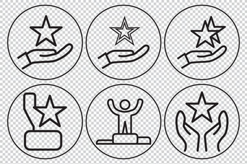 Achievement, First Place Glory, Unmatched Performance, Recognition, Success Journey, Leadership, Excellence, Dedication Editable vector icon symbol set EPS 10