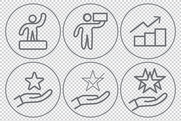 Achievement, First Place Glory, Unmatched Performance, Recognition, Success Journey, Leadership, Excellence, Dedication Editable vector icon symbol set EPS 10