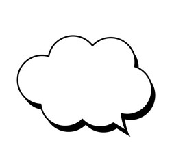 もこもこ雲型ふきだし（白黒）