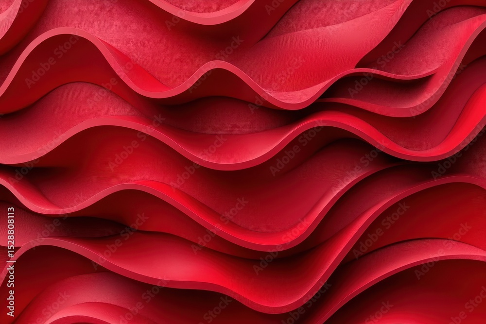 Poster experience the beauty of abstract displaced wavy bands in seamless red design, 4k abstract displaced