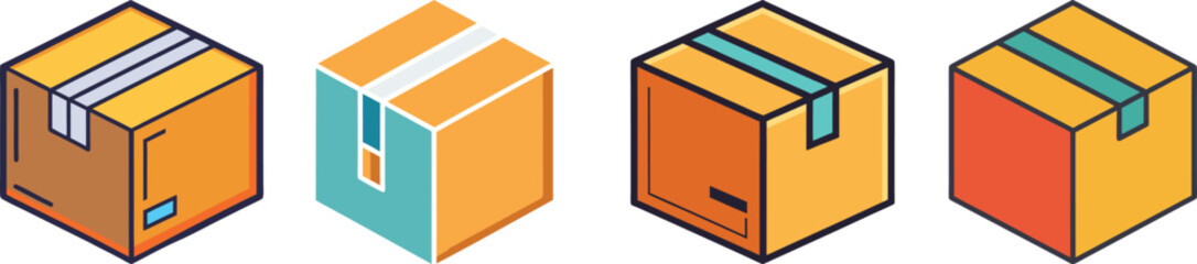 Shipping Box Flat Illustration E-commerce, Package Delivery, and Logistics Concept