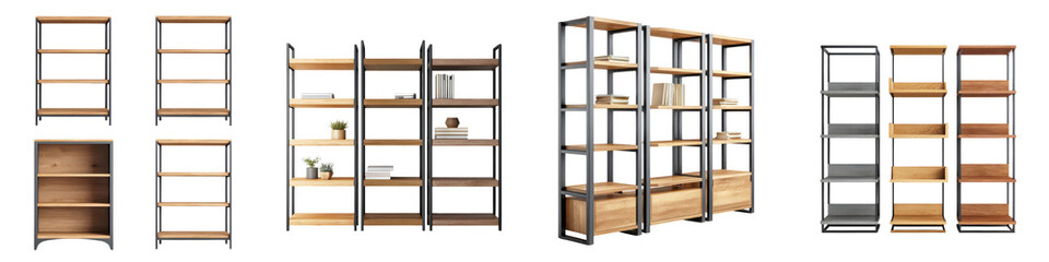 Modern minimalist shelving units in various designs
