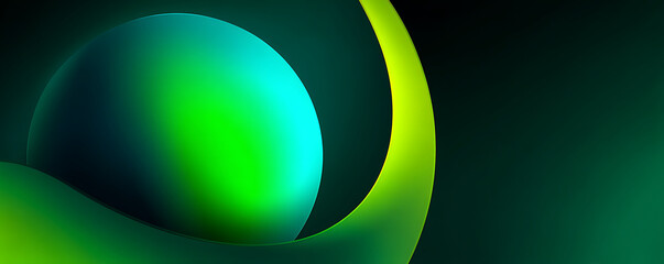 Abstract green neon bubble with colorful smooth gradient glow