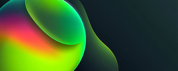 Abstract green neon bubble with colorful smooth gradient glow