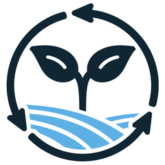 Sustainable agriculture icon vector for eco-friendly farming practices and environmentally responsible food production. Ideal for organic growth, biodiversity, and ethical agriculture themes.