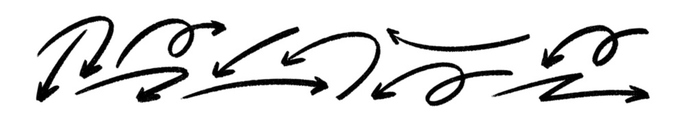 Bold hand-drawn arrow with brush stroke texture and urban grunge style. Flat vector illustration isolated on white background.