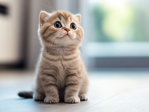 Close-up of a cute cat looking up