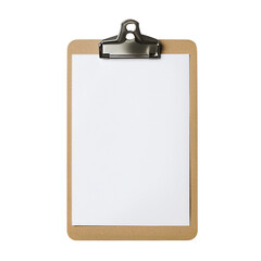 Clipboard with blank paper sheet for notes or presentation mockup template