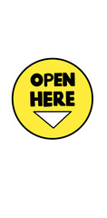 open here sticker sign