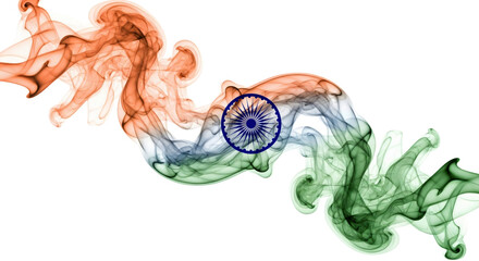 Indian flag smoke waves with Ashoka Chakra, perfect for Independence Day, Republic Day, national events, cultural celebrations, digital art, and patriotic social media posts,