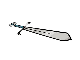 A Stylized Medieval Sword with a Blue Hilt and a Sharp Blade
