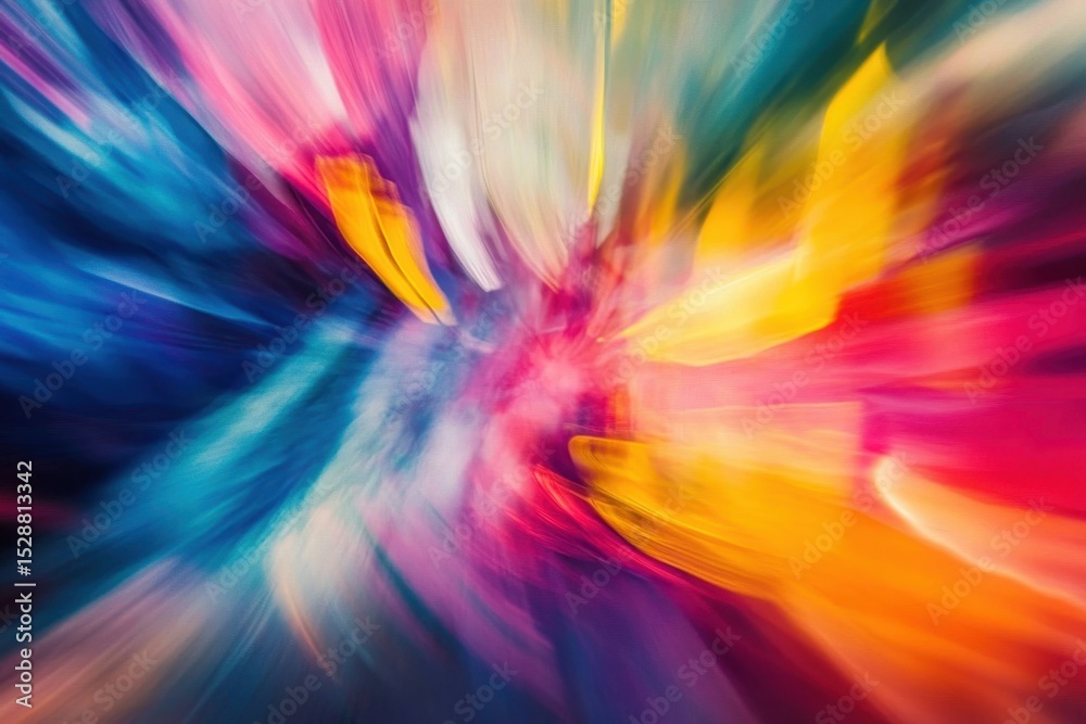 Poster Vivid abstract shapes swirling through a dynamic background of colors and patterns at event, abstract shapes moving over vibrant background