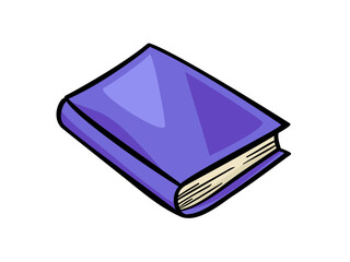 A Simple Cartoon Illustration of a Purple Book with Pages Showing Isometric View