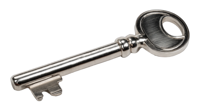 A single, polished metal key