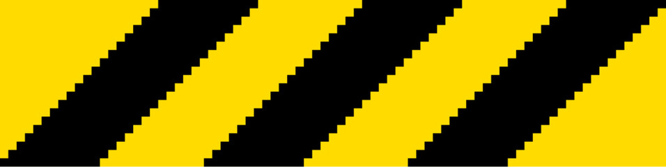 Pixel construction stripes icon vector for warning signs in retro-themed digital environments. Ideal for hazard zones, under construction indicators, or pixel art safety warnings.