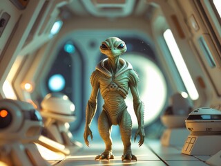 Alien Encounter in a Futuristic Spaceship Interior, A Close Encounter Of The Third Kind.