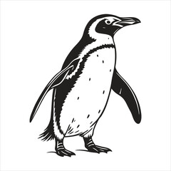 silhouette penguin on white background