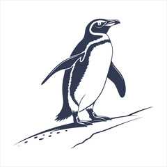 silhouette penguin on white background