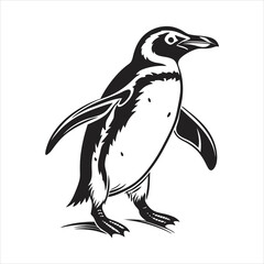 silhouette penguin on white background