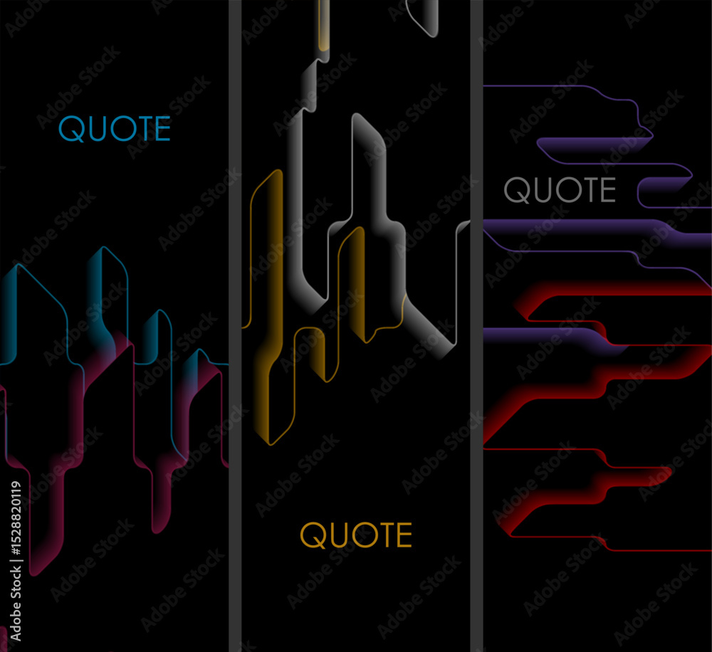 Aufkleber Multicolored dark abstract geometric tech vertical banners. Minimal shapes concept vector design