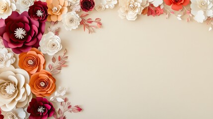 Paper Flowers Decoration on Beige Background