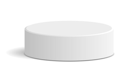 Cylinder white podium stage vector for product display, spotlight presentations, or award ceremonies. Ideal for minimalist exhibitions, virtual events, and elegant showcases.