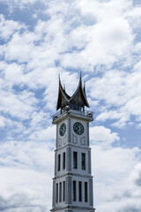 Close-up of Jam Gadang or Clock Tower at Bukittinggi City, West Sumatera