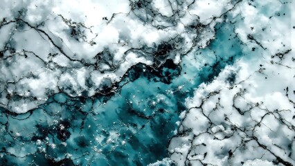 Abstract Marble Texture with Turquoise and White Veins in Background