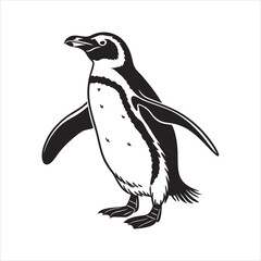 Fototapeta premium silhouette penguin on white background