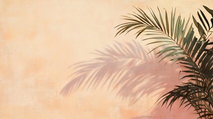 Tropical Palm Leaves Casting Shadows on Textured Wall