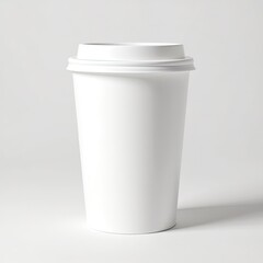 Simple White Disposable Coffee Cup on Clean Background