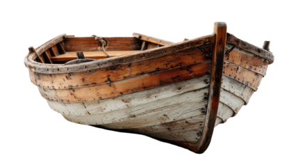 an old wooden boat. isolated, transparent background
