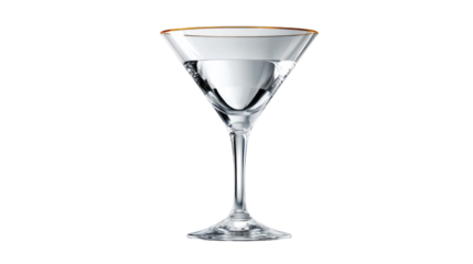 martini glass with gold rim isolated, transparent background