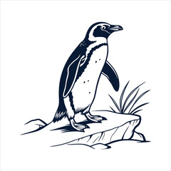 silhouette penguin on white background