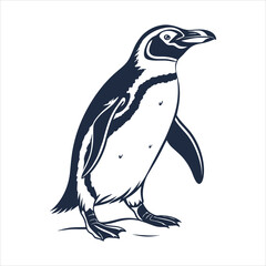 silhouette penguin on white background