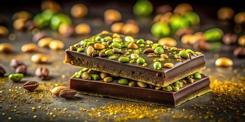 Luxurious Dark Chocolate Bars Topped with Assorted Nuts and Seeds, a Gourmet Treat