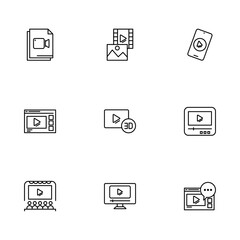Media Player and Streaming Content Icons Set Design Illustration