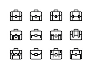 briefcase vector line icon set, Business briefcase symbol