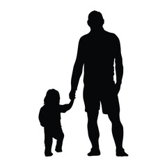 Father carrying or holding baby child daughter and silhouette icon vector illustration design on white background
