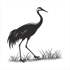 silhouette crane on white background