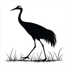 silhouette crane on white background