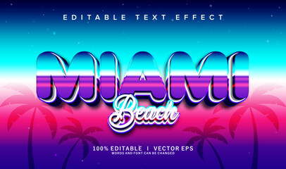 Obraz premium miami beach vector text effect with modern style design