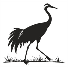 silhouette crane on white background